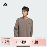 adidas情侣款休闲抓绒圆领长袖卫衣套头衫男女秋季阿迪达斯轻运动   岩层深土地棕/黑色   S
