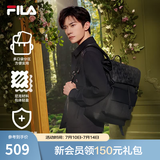 FILA斐乐黑武士|易烊千玺同款休闲男士背包双肩包电脑包老花书包 满印一-ZA XS
