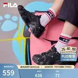 FILA 斐乐猫爪鞋4代女鞋老爹鞋情侣运动鞋复古时尚休闲鞋网面透气 【女款】黑-BK 38.5