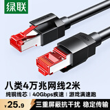 绿联八类网线 Cat8万兆网络连接线 游戏电竞工程家用纯铜8芯双绞线 电脑屏蔽网络跳线 2米55188