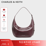 CHARLES&KEITH复古柔软新月包腋下包斜挎包生日礼物送女友CK2-40782526 Wineberry Red紫红色 中包