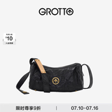 GROTTO个乐黑石包小号迷你号植鞣绵羊皮单肩斜挎软包礼物 黑石S水波纹金标