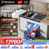 西屋集成水槽洗碗机超声波果蔬清洗家用双层上下分层洗嵌入式碗柜14套洗碗机一体机 JCX-S9L 白色旗舰款1000mm+净水器 可选左右洗碗机