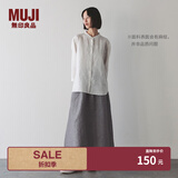 MUJI女式 汉麻棉轻便长裙 长半身裙女裙子 25年夏季女装 BE1VBC5S 灰色条纹 XL （165/74A）