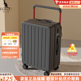 袋鼠（KANGAROO）宽拉杆行李箱前开口拉杆箱男大容量多功能密码箱学生女士旅行箱子 夜幕黑【时尚宽拉杆】 22英寸 【短期出行】