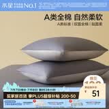水星家纺枕套全棉枕头套100%纯棉A类枕头罩一对装双人家用宿舍48x74cm蓝