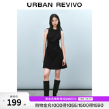 UR春季新款女摩登气质褶皱收腰显瘦无袖连衣裙UYY750030 黑色 XS