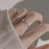 榛橙 925银森系菱形戒指女轻奢简约个性食指戒小众百搭指环开口戒 925银菱形开口戒R08