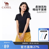 骆驼（CAMEL）户外速干T恤女春夏V领短袖上衣弹力显瘦透气POLO衫A25BZ01057