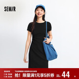 森马（Semir）连衣裙女圆领收腰弹力针织裙2025夏刺绣休闲短裙辣妹109325114001