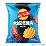 乐事（Lay's）大波浪薯片 铁板鱿鱼味 135克 休闲零食 膨化食品