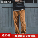 马登工装美式复古垂感灯芯绒长裤子男春冬新款直筒修身显瘦男士休闲裤 琥珀色 【男裤冬季厚款/男士裤子/美式工装裤/长裤】 2XL
