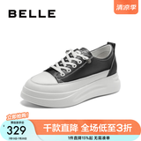 百丽（Belle）小白鞋女鞋商场款厚底增高一脚蹬单鞋透气休闲鞋U8N1DAM3 黑色 38 (240mm)