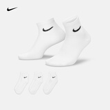 耐克速干训练短袜(3双)支撑柔软舒适Nike Everyday 速干短袜-薄 SX7677-100 M