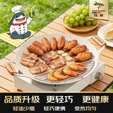 MAD SHARK卡式炉烤盘麦饭石烤肉盘烧烤盘煎锅电磁炉燃气户外铁板家用露营 通用款白色(配网架+食物夹+收纳袋) 38cm