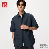 优衣库棉麻衬衫/短袖男装女装衬衣26春夏新款482502 69 藏青色 XL