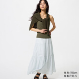 优衣库层叠长裙/常规款女装半身裙26春夏新款484820 484821 484821/62粉蓝色(条纹) L