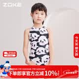 洲克（ZOKE）儿童连体三角卡通印花训练女童游泳衣122625826 黑白粉小熊花150