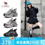 骆驼（CAMEL）银月户外复古老爹鞋厚底休闲鞋 L24A283742 灰/枪/黑 39