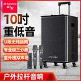 山水（SANSUI）E10演唱音响户外k歌拉杆音箱演出大音量蓝牙移动音响大功率唱歌室外KTV音箱表演舞台双话筒