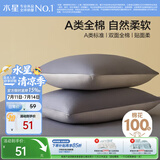 水星家纺枕套全棉枕头套100%纯棉A类枕头罩一对装双人家用宿舍48x74cm蓝