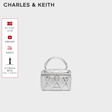 CHARLES&KEITH菱格链条手提斜挎小方包盒子包包女包生日礼物送女友CK2-80782534 CK2-80782534-ASilver银色 小包