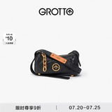 GROTTO个乐黑石包小号迷你号植鞣绵羊皮单肩斜挎软包礼物 黑石mini金标