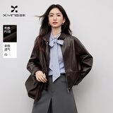 香影美拉德短款皮衣外套女2026秋季新款酷飒风机车立领宽松夹克 咖色 L 165/88A/110-125斤
