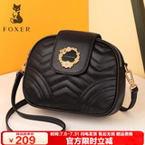 金狐狸（FOXER）牛皮女士包包女包大容量单肩包斜挎包菱格小包轻奢女友生日礼物