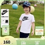 NIKE 耐克男女童纯棉短袖T恤+短裤2件套装夏季新款儿童短袖套装 正黑色 130 /64 【建议身高116-122cm】