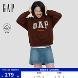 盖璞（GAP）女装春款撞色Logo宽松抓绒套头连帽衫卫衣上衣792499 棕色 XS (155/80A) 亚洲尺码