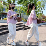 啄木鸟（TUCANO）多巴胺五分袖衬衫套装女2026夏季新款时尚洋气休闲9分 【粉色套装】-旗舰款 2XL _建议125-140斤
