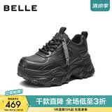 百丽（Belle）马赛克百搭老爹鞋女2026春新商场款厚底增高休闲鞋F1K1DAM6 黑色 38 (240mm)