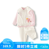 巴拉巴拉【萌鸡小队IP商场同款】宝宝套装女童三件套秋装 白红色调00416 120