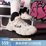 FILA 斐乐猫爪鞋4代女鞋老爹鞋情侣运动鞋复古时尚休闲鞋网面透气 【女款】古白色/白天鹅-AW 38.5