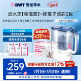 倍世（BWT）甜镁净水壶滤水壶净水器家用 欧洲镁离子滤芯 优家4.2L大容量 过滤水壶 厨房客厅通用 多功能新款 【镁离子滤芯】1壶6芯 星海蓝