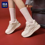 海澜之家（HLA）运动休闲鞋女秋冬百搭小白阿甘老爹鞋HDAYXW6CDQ048 米杏加绒40