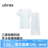 ubras26年新款呼呼薰衣草短袖短裤睡衣女士高端睡衣夏季薄款居家服套装 短袖长裤【带杯】-蓝底薰衣草 L