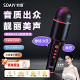 索爱（soaiy）MC8AI版 无线k歌手机麦克风话筒 直播录音主播声卡套装唱歌神器音响一体无线蓝牙家庭ktv 爵士黑
