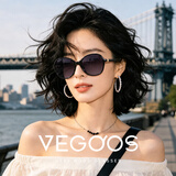 威古氏（VEGOOS）偏光太阳镜时尚大框防晒遮阳女款驾驶镜 99128  渐进灰