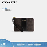 蔻驰（COACH）【品牌直供】女士小号手拿包手腕包深棕色配黑色CW854礼物