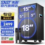 先科18英寸广场舞音响户外大功率移动拉杆音箱无线蓝牙大音量便携双话筒麦克风版ST-1001K