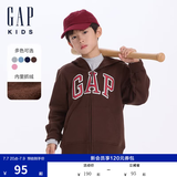 盖璞【大小童同款】男女童logo抓绒卫衣外套646082 棕色 90 cm(1-2岁)亚洲尺码