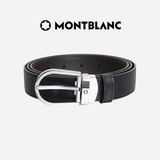 万宝龙（MONTBLANC）男士经典针扣黑/棕色双面腰带皮带礼物