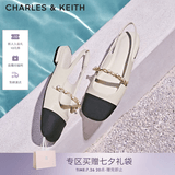 CHARLES&KEITH珠链绊带饰低跟凉鞋玛丽珍鞋女鞋子女生日礼物送女友CK1-70900382 CK1-70900382-2粉白色 37