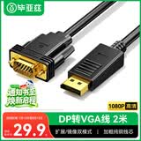 毕亚兹DP转VGA转换线 2米 DisplayPort转VGA公对公高清投屏视频线 电脑台式机连投影仪显示器