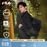 FILA斐乐黑武士|易烊千玺同款休闲男士背包双肩包电脑包老花书包 满印一-ZA XS