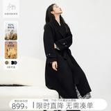 对白【杜鹃同款】极简风驼绒双面呢羊毛大衣女2025冬新款毛呢外套 静谧黑 XS