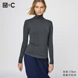优衣库HEATTECH EXTRA WARM混纺高领T恤/长袖女装9%羊绒478954 478954/07青灰色 M