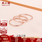 周六福（ZLF）  18K金戒指女三生三世彩金素圈玫瑰金尾戒生日T 12号 -磨砂